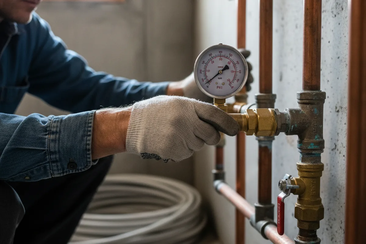 Pressure testing a repaired line during Water Line Repair in Arp